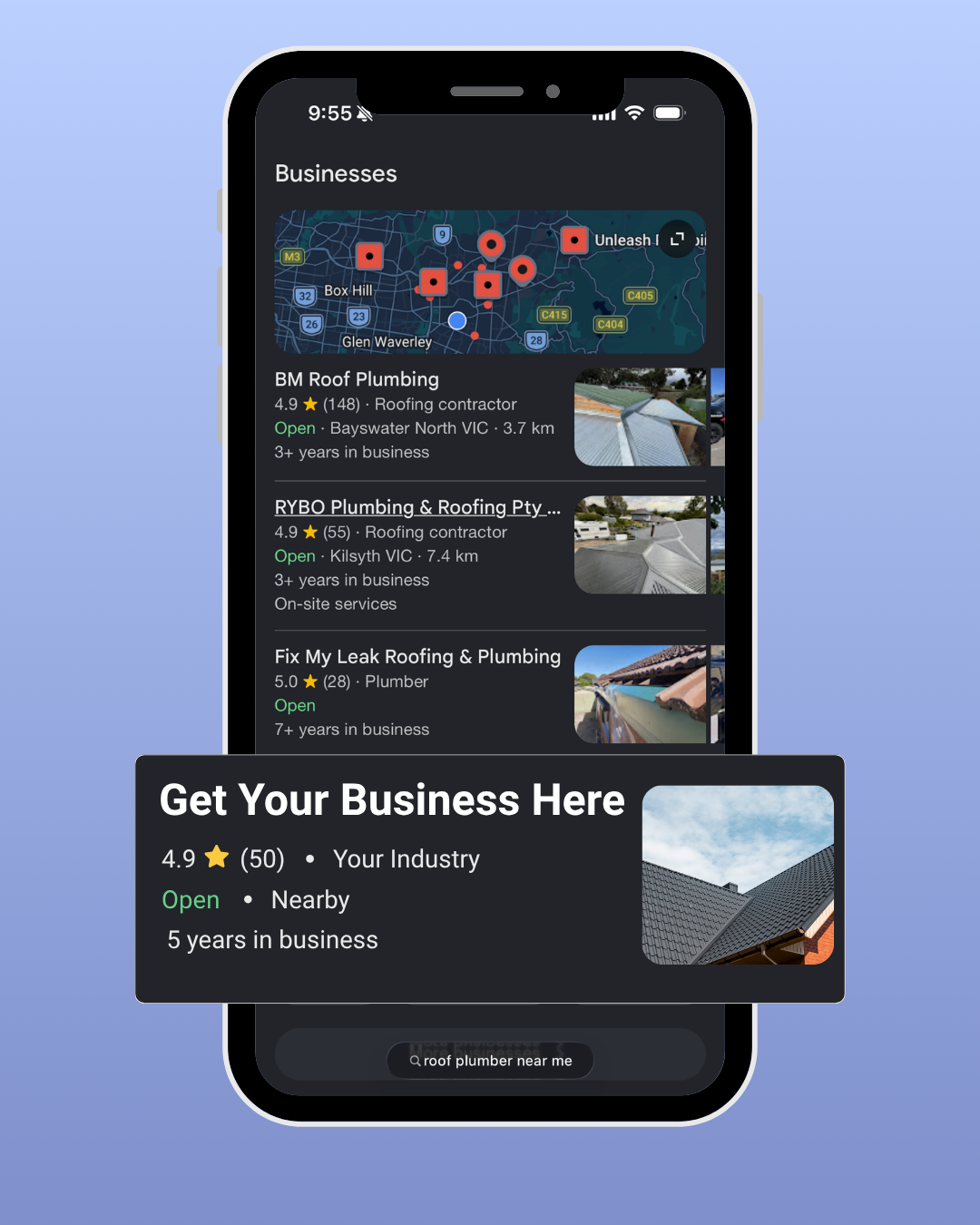 A business showing up on Google Maps across Knox